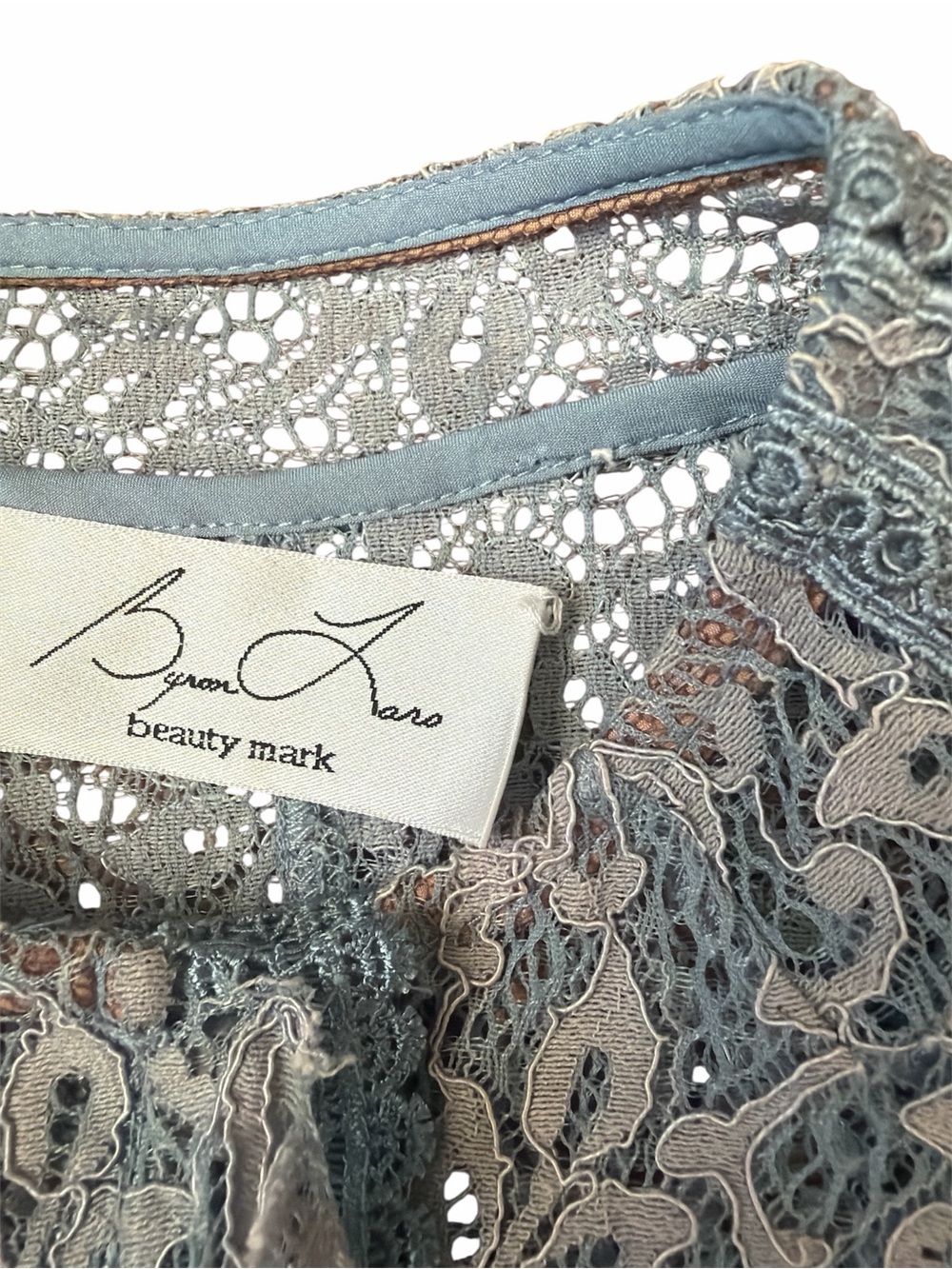 Byron Lars Reese Lace Ruffle Blouse Sheer Blue - Picture 8 of 9